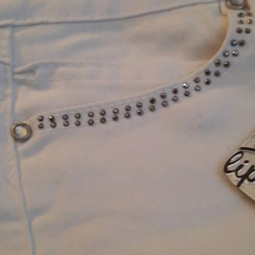 Klip Jeans NWT White Rhinestone 5 Pocket Low Rise Skinny Denim Jeans Size 7 - Picture 9 of 16